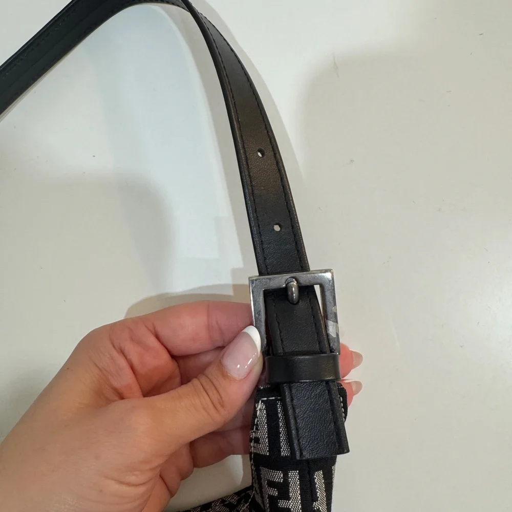 Fendi Black and Gray Monogram Shoulder Bag - Picture 7 of 9